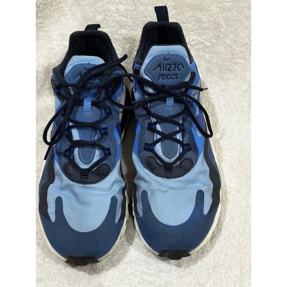 Nike Air Max 270 React Men Size 10‎ Blue Logo Running Shoes Sneakers CI3866-400